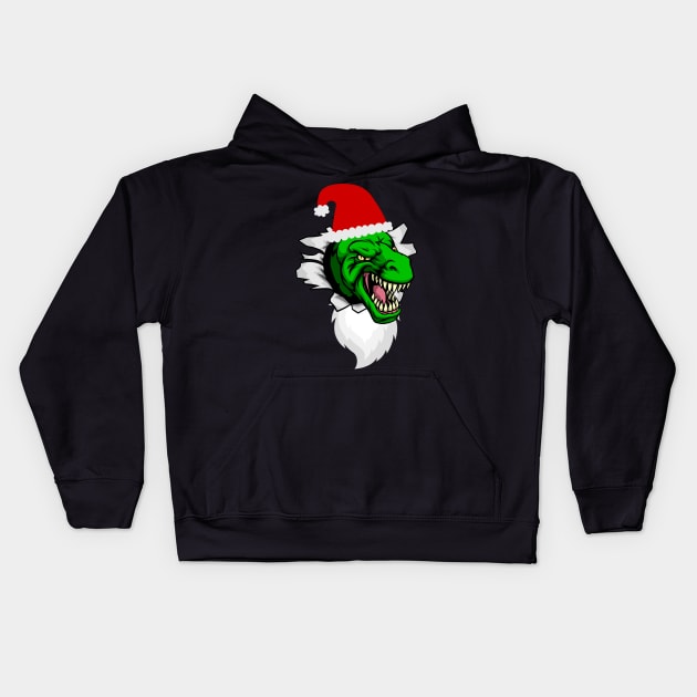 Dino in Santa Hat Kids Hoodie by Tee Trendz